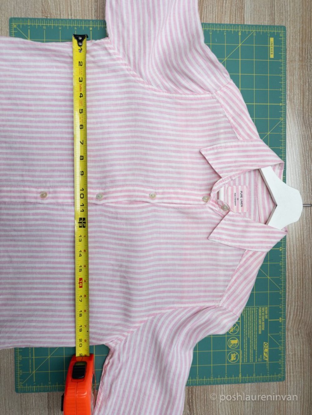 Marks and Spencer Pure Linen Striped Button Down Shirt Size 6 Women's EUC - Picture 7 of 11